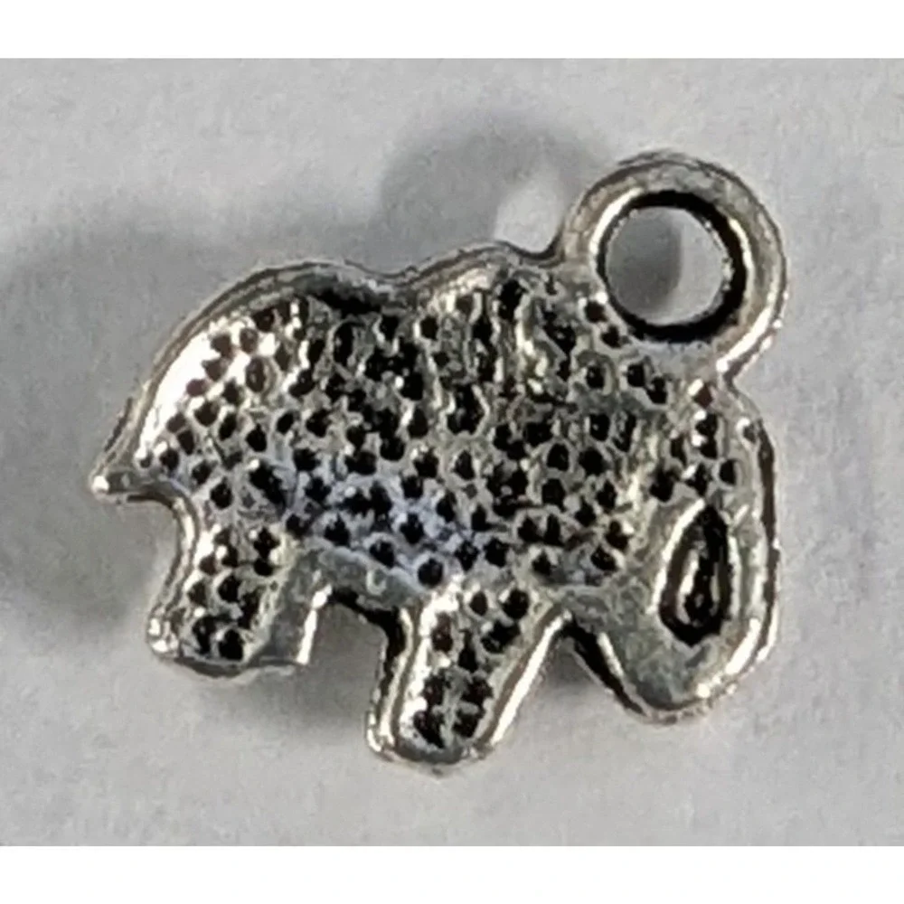 Elephant Charm Small Pendant Silver Tone Lover Mastadon Pacyderm Jewelry New